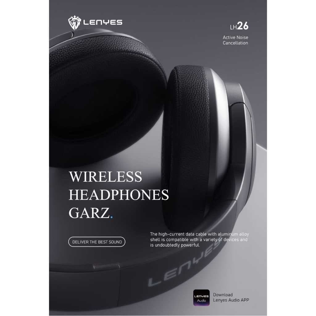 Headset Bluetooth LENYES LH26 Wireless 5.4 Hybrid ANC Headphone Foldable Heavy Bass Hifi Stereo With Mic