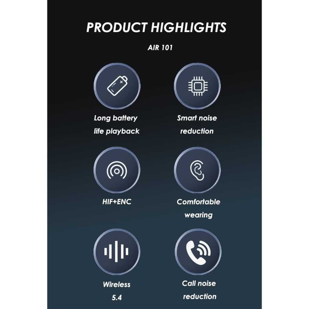 Earphone Bluetooth LENYES AIR 101 TWS Wireless 5.4 ANC ENC Headset Smart Touch Hifi Stereo Earbuds