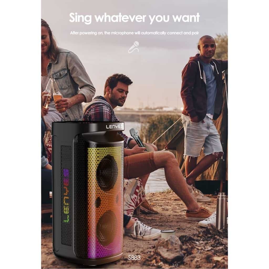 Speaker + Microphone LENYES S883 360W KTV Wireless Karaoke Bluetooth 5.3 RGB LED Light Waterproof IPX4 TWS