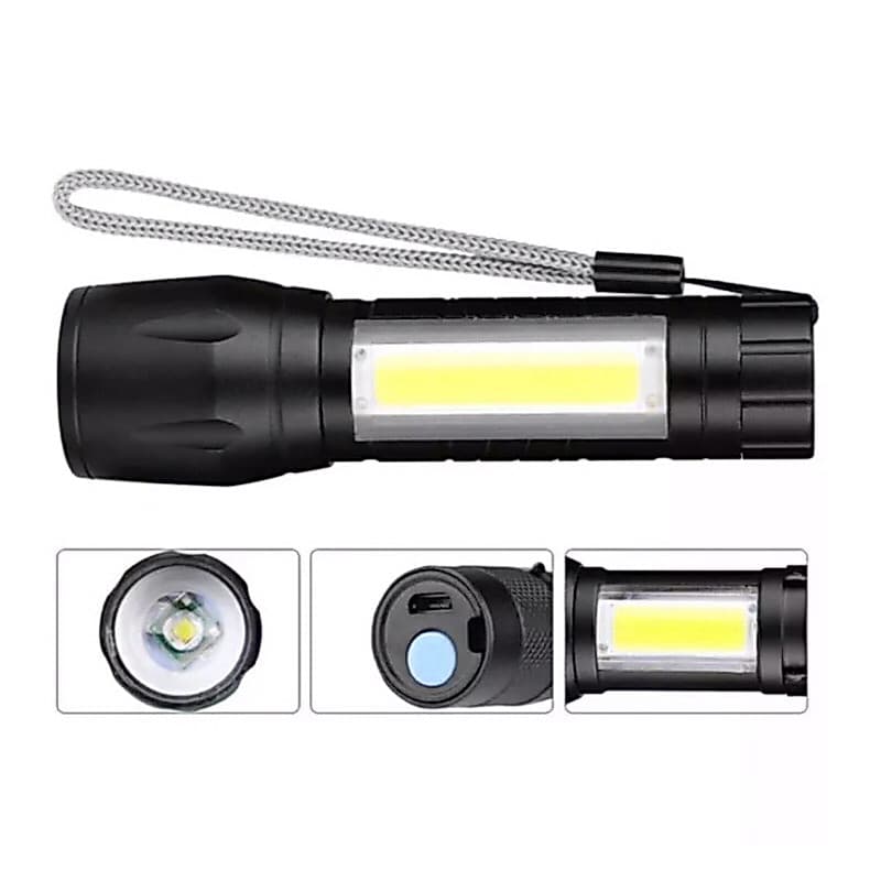 Senter Mini XPE COB Led Zoom Super Terang Swat Police Light Rechargeable / Lampu Pencahayaan