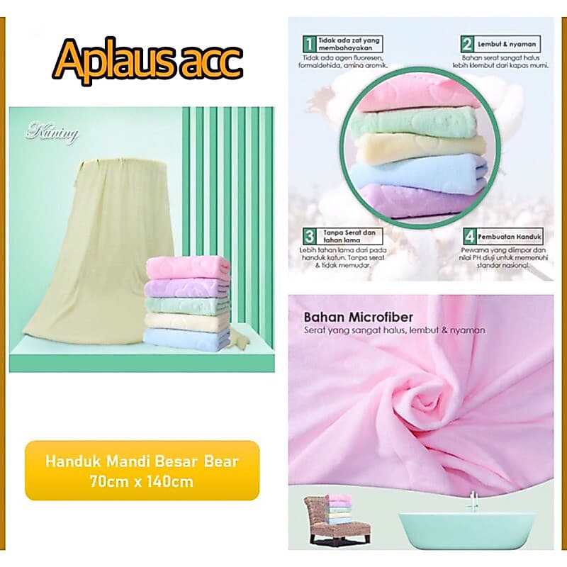Handuk Mandi Besar Motif Bear Ukuran 70x140 Handuk Mandi Dewasa Microfiber